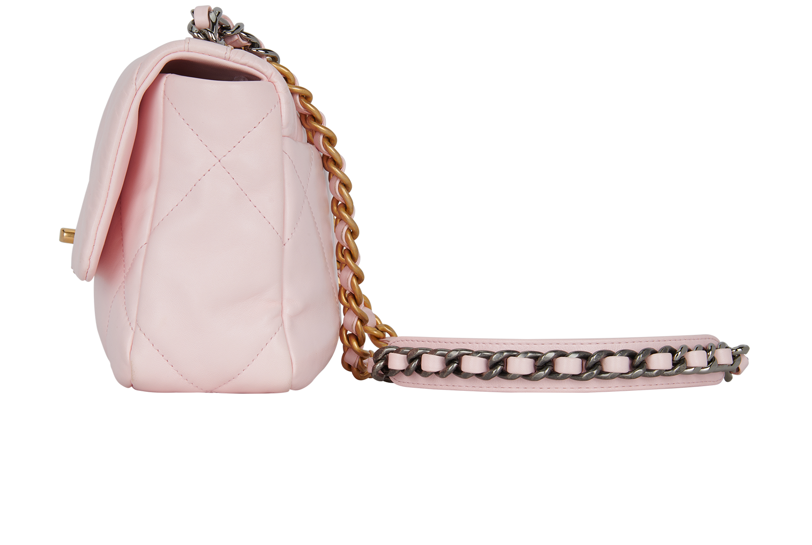 Medium 19 Flap Bag, &pound;4,100, Handbags, Pink, Lambskin Leather, Bottom view